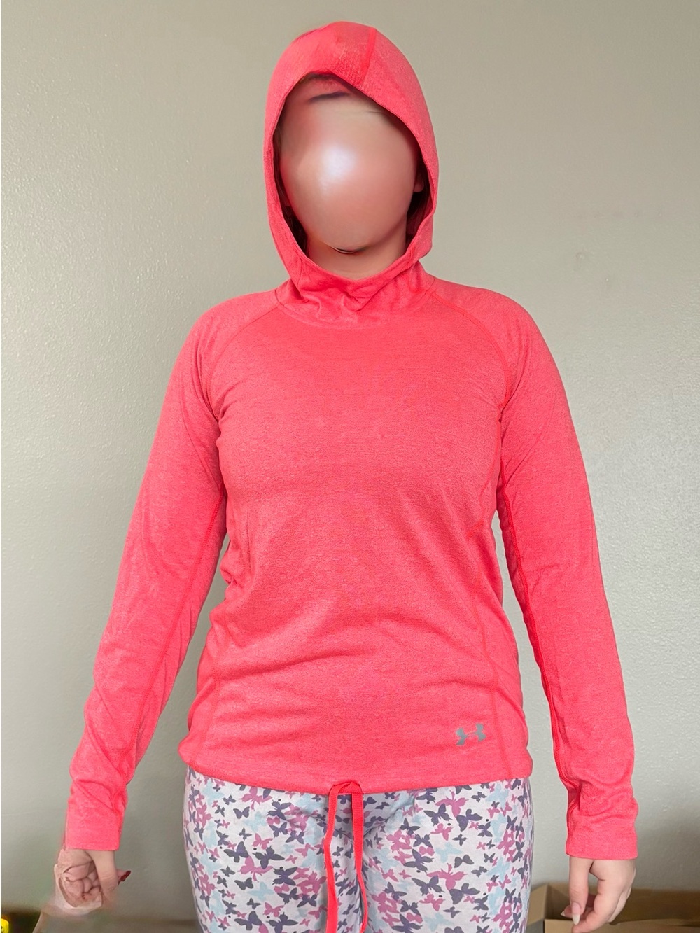 Under Armour Threadborne HeatGear Hoodie Heather Coral Red Pullover Size S